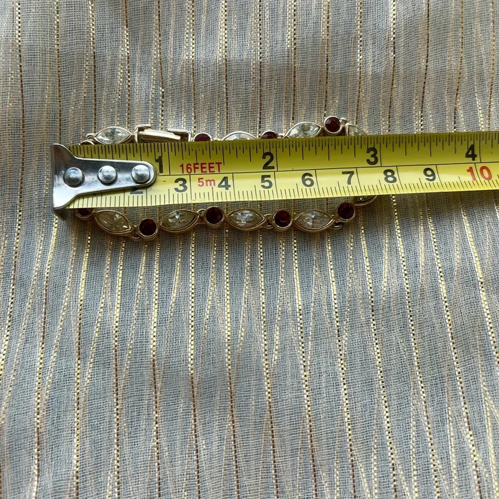 Red and White with gold bracelet filled with Rhinestones - Picture 4 of 5